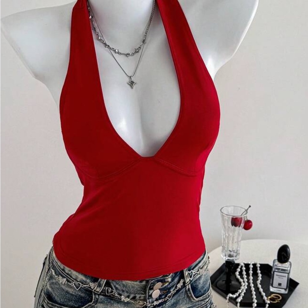 Hollister Red Halter V-Neck Camisole